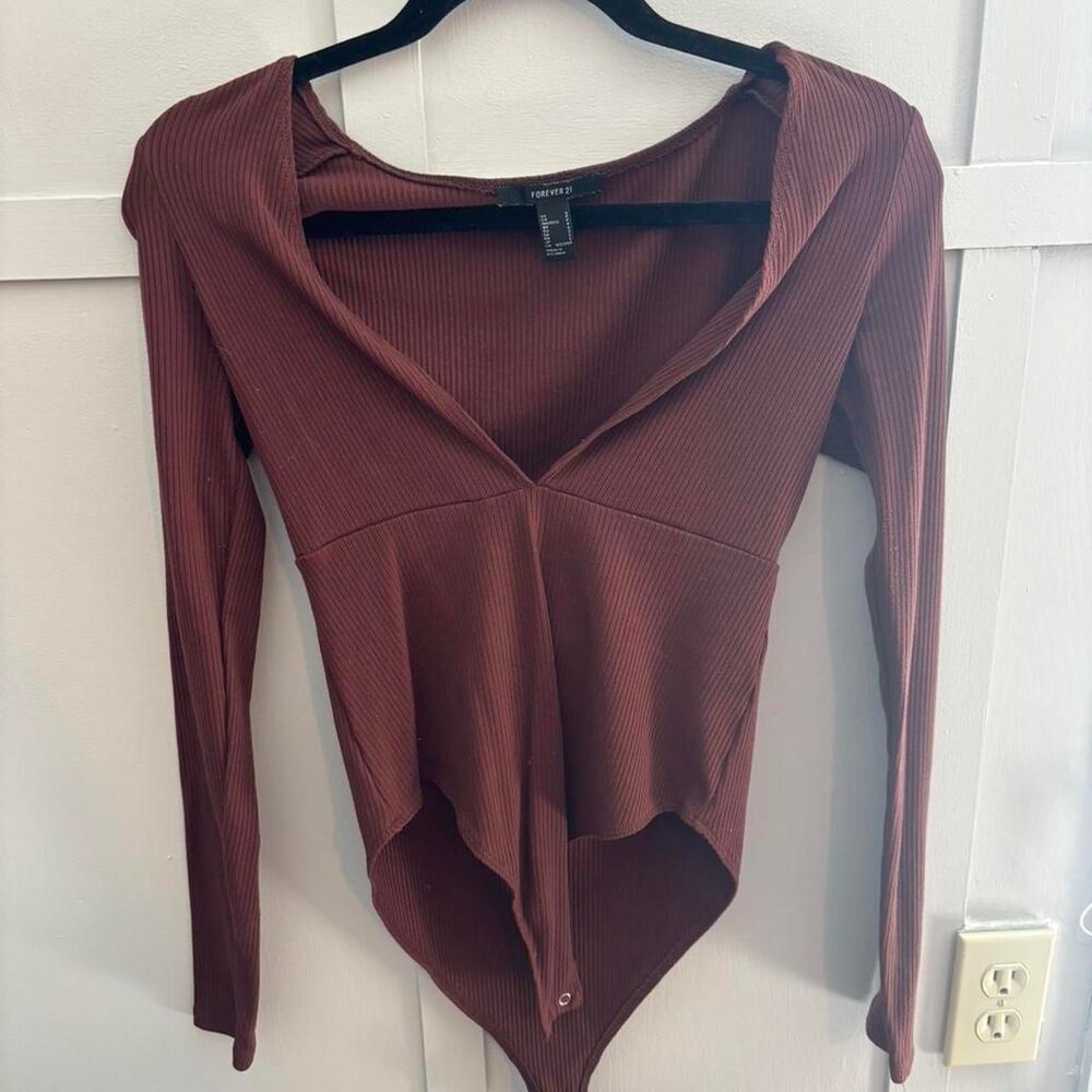 Forever-21 Women's Burgundy and Brown Bodysuit